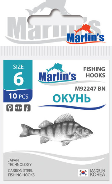 Крючок Marlin&#039;s Окунь Baitholder BLN №6 10шт M92247BN-006