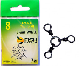 Вертлюг Fish Season на три направ. с кольцом №9 11кг 7шт 1717-09F